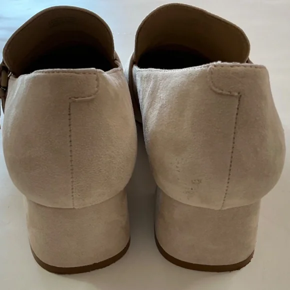 Deltan Veronica Suede Tortoise Buckle Flared Block spring heel pumps 9M - Picture 4 of 13